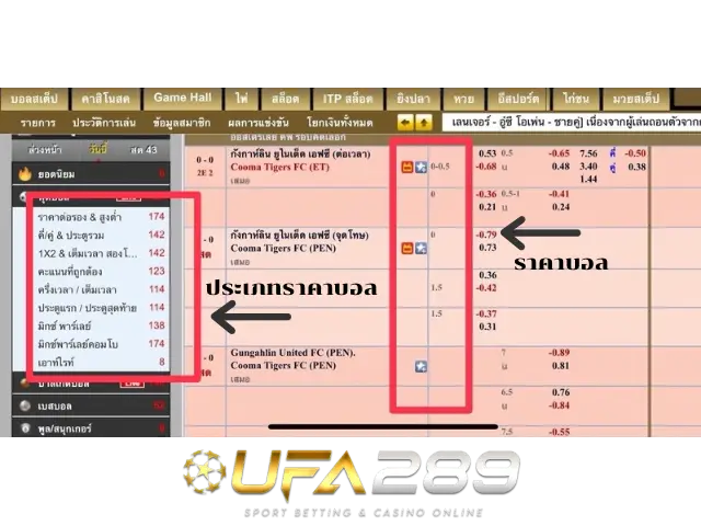 ราคาบอล UFA289